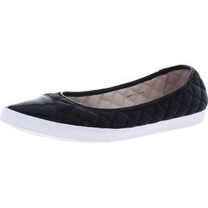 All Black Womens Black Leather Lifestyle Slip-On Sneakers  Shoes